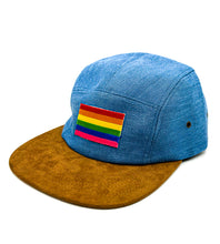 Load image into Gallery viewer, Pride Camper Hat- Denim + Suede
