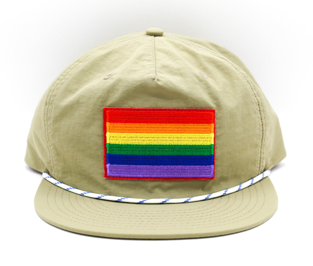 PRIDE! Snapback- Khaki + Blue/White Rope