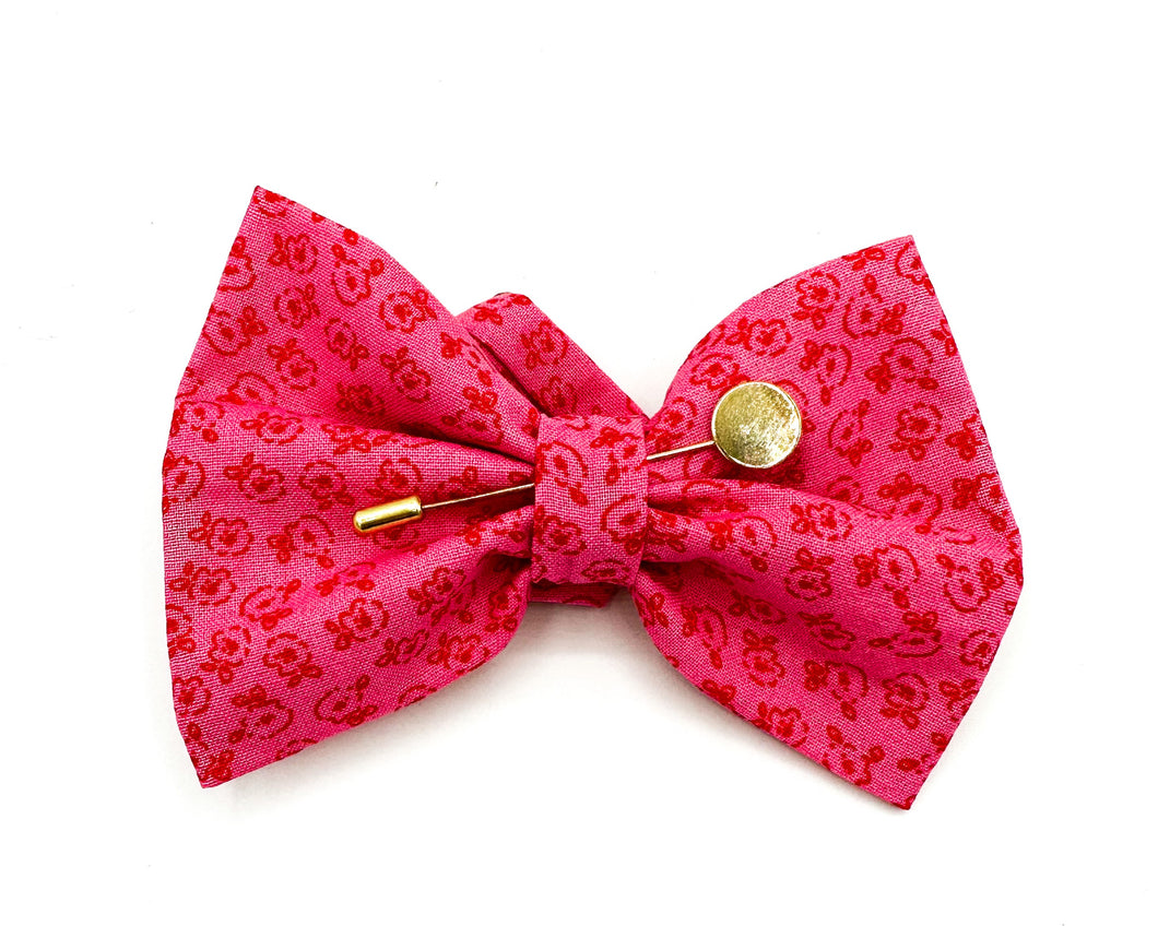 Red + Pink Floral Bow tie