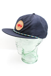 Crawfish Nylon Snapback - Navy + Blue/Tan Rope