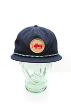 Load image into Gallery viewer, Crawfish Nylon Snapback - Navy + Blue/Tan Rope
