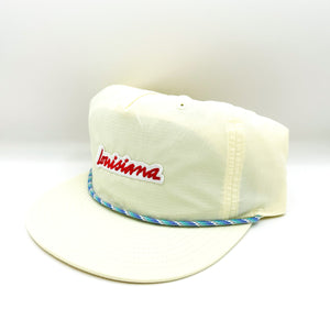 Louisiana Plate Rope Hat - Pale Yellow and Blue Rope