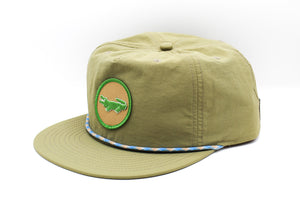 Gator Nylon (Quick Dry) Snapback - Khaki + Blue/Blush Rope