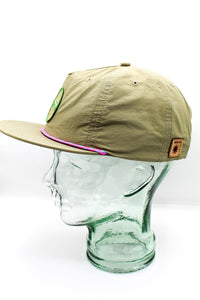 Gator Nylon (Quick Dry) Snapback - Khaki + Blue/Hot Pink Rope