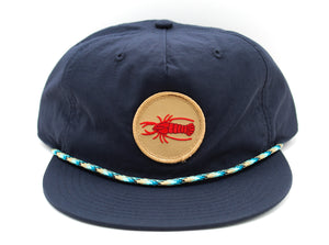 Crawfish Nylon Snapback - Navy + Blue/Tan Rope