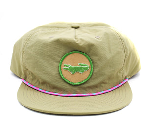 Gator Nylon (Quick Dry) Snapback - Khaki + Blue/Hot Pink Rope