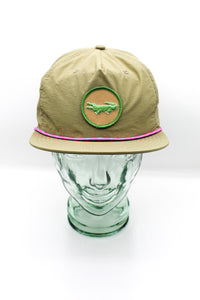 Gator Nylon (Quick Dry) Snapback - Khaki + Blue/Hot Pink Rope