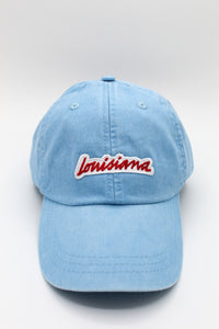 Louisiana Plate Dad Hat- Baby Blue