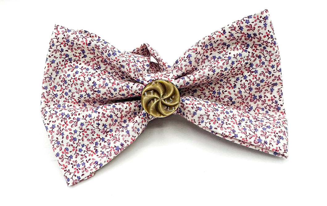 Pink + White Floral Bow Tie