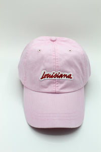 Louisiana Plate Dad Hat- Pale Pink