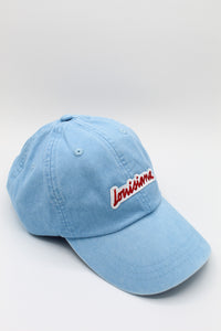 Louisiana Plate Dad Hat- Baby Blue