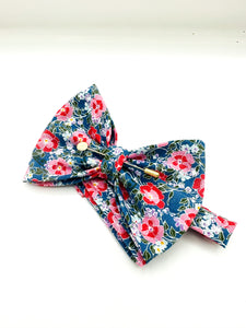 Pink+Blue Floral Bow Tie