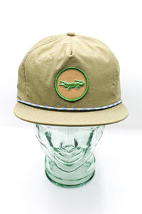 Gator Nylon (Quick Dry) Snapback - Khaki + Blue/Blush Rope