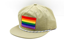 Load image into Gallery viewer, PRIDE! Snapback- Khaki + Blue/White Rope
