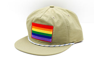 PRIDE! Snapback- Khaki + Blue/White Rope